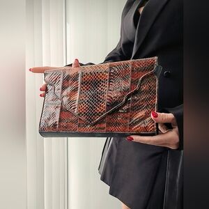Vintage Genuine Leather Snakeskin Clutch